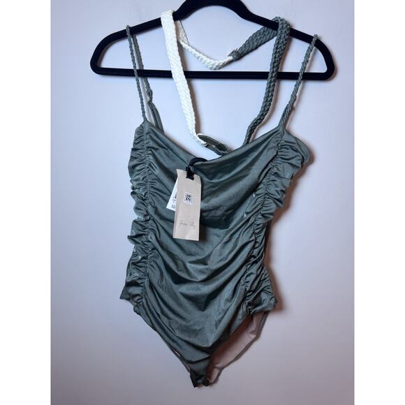 JOHANNA ORTIZ Luster Of Pearls One-piece Swimsuit Green Belted Large NWT $495 - Picture 3 of 15